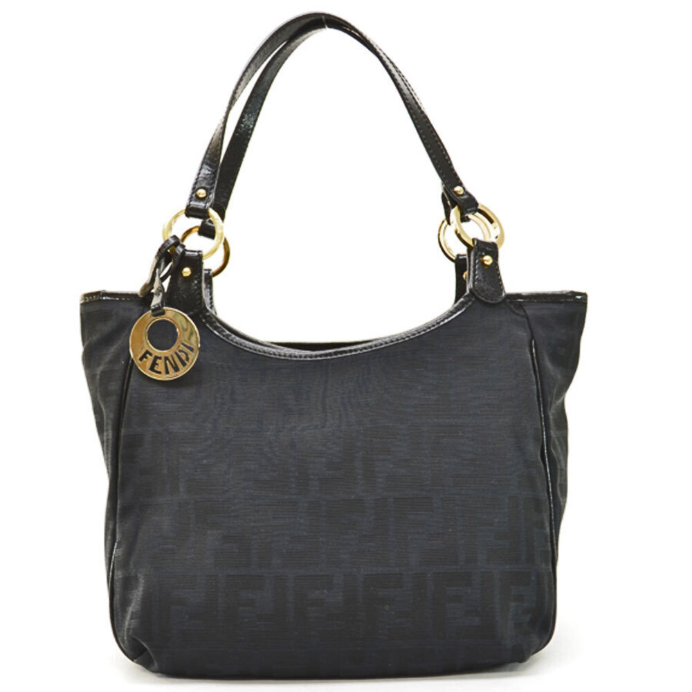 Fendi Leather Bag Gold Black Metallic Shoulder Canvas - Picture 2 of 3